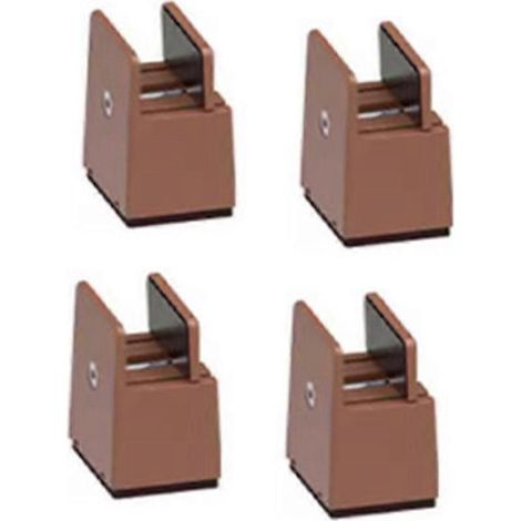 Quatre rehausseurs de pieds réglables, de 5 cm de hauteur, compatibles avec les canapés, tables, lits et autres meubles lourds. Vis de fixation incluses. (1/5)