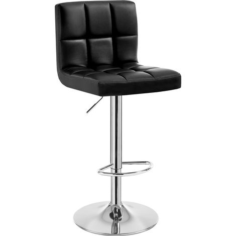 WOLTU Sgabelli Bar in Finta Pelle Set di 1 Sgabelli Cucina Moderni Sgabello Bar Regolabili e Girevole, Nero