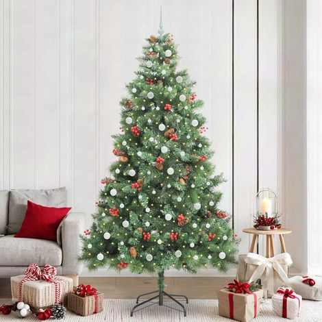 vidaXL Sapin de Noël artificiel 300 LED Blanc chaud PVC et métal Vert (1/5)