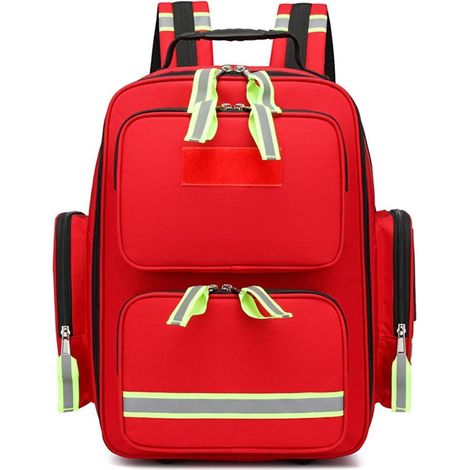 Erste-Hilfe-Rucksack mit großer Kapazität und reflektierenden Streifen, Rot