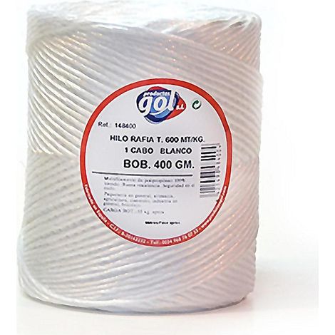 WURKO cuerda rafia 1 cabo n4 400gr rollo , Cuerda de rafia de 1 cabo 1,7mmComposición:multifilamento de polipropileno 100% torcidoNo se deshaceColor BlancoBobina de