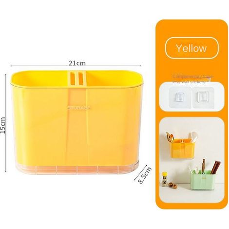 Boîte De Rangement Murale Pour Baguettes - Sans Perforation - Égouttoir Intégré - Antimoisissure - Étagère De Cuisine - 1 Pièce (1/5)