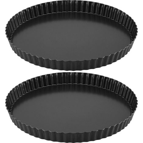 moules à tarte de 28 cm à fond amovible, grands moules à quiche en acier au carbone avec revêtement antiadhésif, pour quiches, tartes et tartes aux fruits. (1/5)