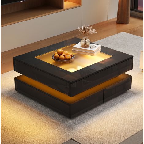 Tavolino salotto LED in vetro 70x70x35 cm OKMYHOME (1/5)