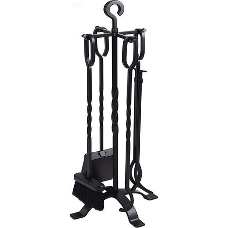Ensemble serviteur de cheminée 5 pièces Accessoire cheminee 66cm Outils cheminee Outil cheminée Serviteur poele a Bois Pelle Balai Pince Support Tisonnier (1/5)