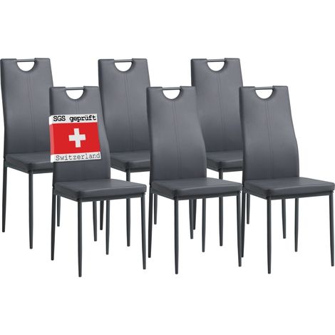 Albatros Esszimmerstühle SALERNO 6er Set, Grau - Edles Italienisches Design, Polsterstuhl Kunstleder-Bezug, Modern und Stilvoll am Esstisch - Küchenstuhl, Stuhl Esszimmer hohe Belastbarkeit (1/5)