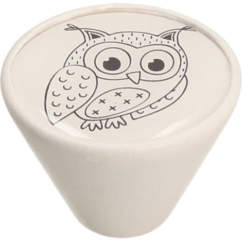 Pomo GD09, blanco mate, búho 2 (1/3)
