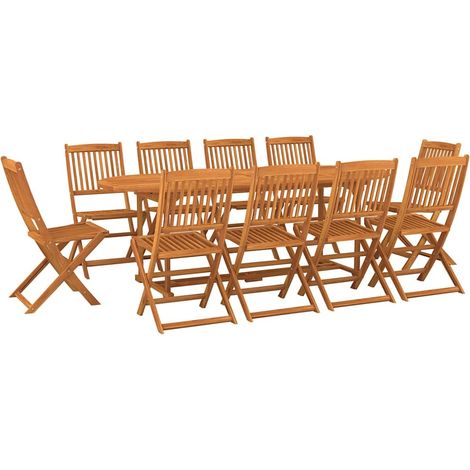 Maison Exclusive - Set da Pranzo da Giardino 11 pz 220x90x75 cm Massello di Acacia (1/5)