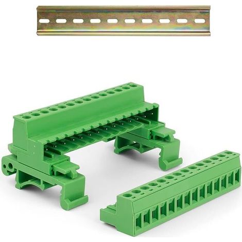 Bornier électrique, connecteur électrique, 14 broches, guide-câble intégré sur rail DIN, bornier de terre, diamètre de câble 2,5 mm, pour câblage et conversion de circuits (1/5)