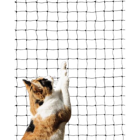 Filet de Protection Chat renforcé de Fil d'acier, avec kit de Fixation, 8x3m, Noir pour balcons, Portes extérieures et fenêtres (1/5)