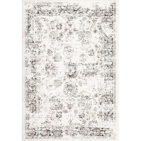 Tapis vintage pour salon et chambre - Lavable en machine, poils ras doux, antidérapant TPR, anti-taches & déperlant - 160x230 cm - Rice Camel (1/5)