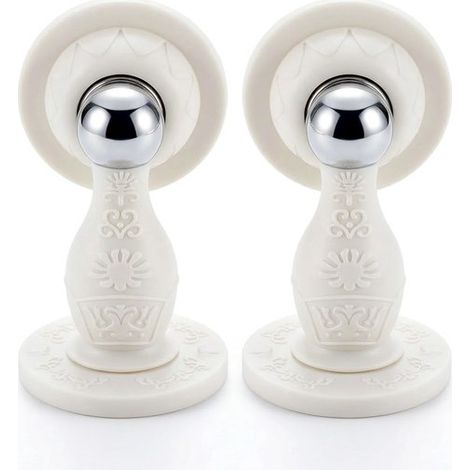 Fermaporta magnetico in PVC, composto da 2 pezzi, senza bisogno di forare, ideale per camper, roulotte, camere da letto, bagni, hotel e uffici - 9x5x5 cm - Bianco (1/5)