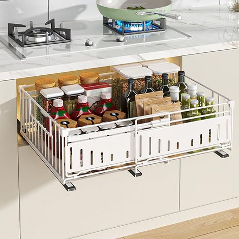Kitchen Drawer Organizers, White, 1pc 38Dx17Hx32-50W (1/5)