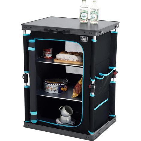 Placard de Cuisine Pliable Armoire de Camping Compact pour Intérieur Extérieur Jardin Compartiments de Rangement avec Poches Latérals (1/5)