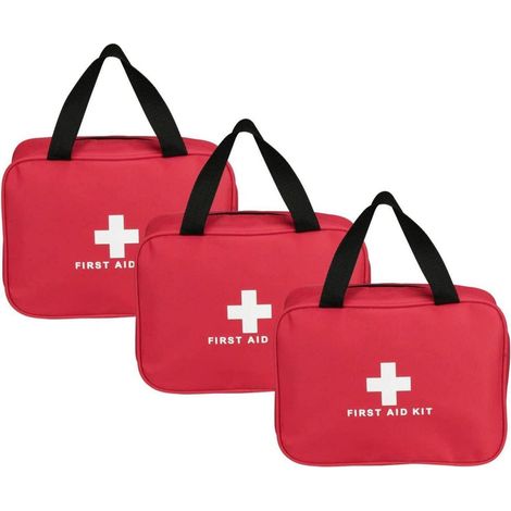 Erste-Hilfe-Tasche 3er-Pack Rot Nylon Kompakt Wasserfest mit Griffen