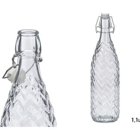 VIVALTO botella relieve flechas 1,1 l , Botella con relieve de flechas y cierre hermético 1,1 L, una opción práctica y elegante para almacenar y servir agua, zumos, infusiones y ot (1/2)