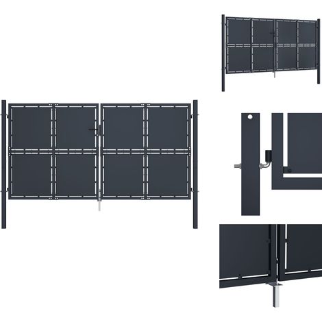 Portail de jardin Acier 300 x 125 cm Anthracite - Portail D'entrée - Portails En Acier - Portail Extérieur - Clôture Jardin - Porte De Jardin (1/5)