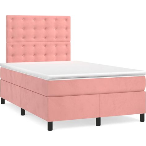 Maison Exclusive - Giroletto a Molle con Materasso Rosa 120x200 cm in Velluto (1/5)