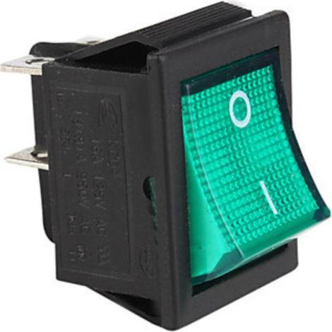 Interruptor bipolar verde 30x22 mm. 4 faston