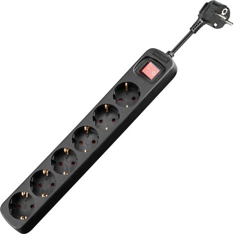 Bloc Multiprise avec Interrupteur, Noir, 1.5 m Longueur de Câble - 51290 (1/5)