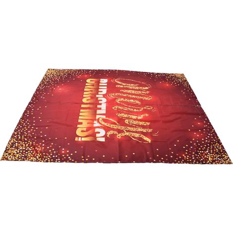 Rideau de Noël en fibre de polyester, impression numérique 3D, motif Joyeux Noël, rideau personnalisé pour porche ou balcon extérieur, 150 x 166 cm, motif Noël 5 (1/5)