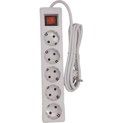Adaptateur secteur multiprise à 5 prises avec interrupteur, rallonge de 3 mètres (1/5)