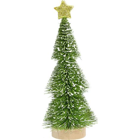 Arbre De Noël Miniature - En Plastique Avec Base En Bois - Pour Décoration De Table Intérieure Village De Noël - Lot De 4 Tailles (1/5)