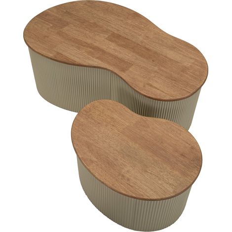 Couchtisch-Set Kashan, Set aus 2, Platte Braun, Gestell Metall, 37x58x92h cm, Braun Eiche