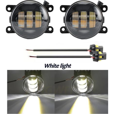 2er-Set LED-Nebelscheinwerfer, Halogen für Dacia, Renault, Ford, Citroën, Suzuki, weißes Licht, Ø 91 mm, 12 V, Aluminium