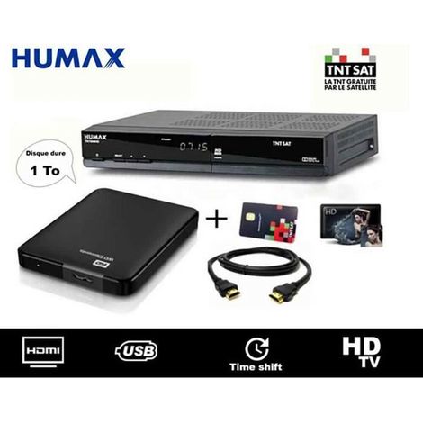 PACK RÉCEPTEUR SATELLITE TNTSAT HUMAX TN 7000 HD PVR AVEC DISQUE DUR EXTERNE 1TO