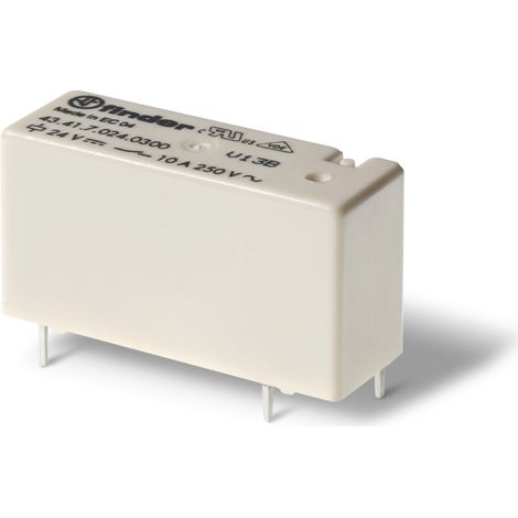 Relais circuit imprimé bas profil 1RT 10A 24V DC sensible AgNi FINDER 434170240000