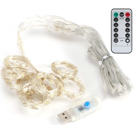Guirlande lumineuse rideau de fenêtre à 200 LED avec télécommande, 3 x 2 m, pour la décoration de Noël de la maison (1/5)