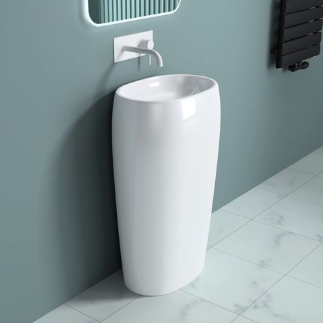 doporro Lavandino a Colonna, Lavandino su Piedistallo 53.5X36X85cm, Lavabo su Colonna per Bagni da Minerale Fuso Colossum32 (1/5)