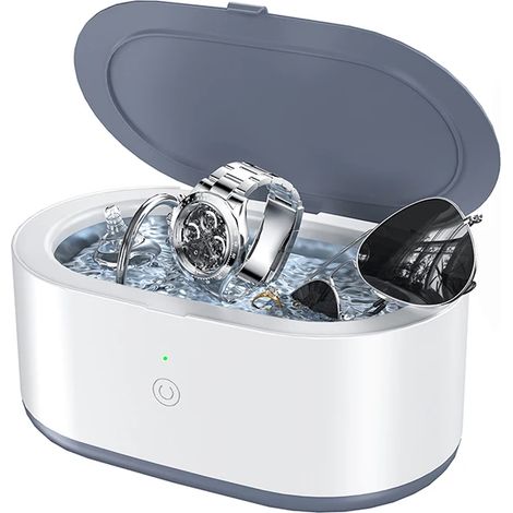 Nettoyeur à ultrasons de 600 ml avec minuterie, adapté aux bijoux, bagues, bracelets de montre, lunettes et rasoirs. (1/5)