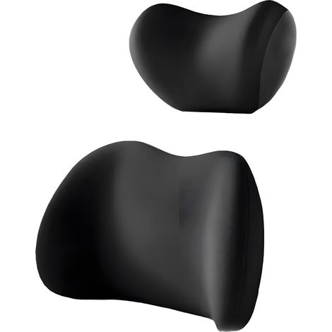 Coussin ergonomique pour appui-tête et soutien lombaire de voiture, en mousse à mémoire de forme et housse amovible respirante, pour soulager les douleurs cervicales et dorsales. (1/5)