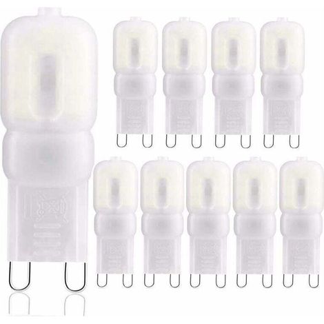 Lot de 10 ampoules LED G9, LED G9 blanc froid 6000 K, équivalent 3 W 30 W lampes halogènes, 360 degrés, AC 220 V [Classe énergétique A+] [Classe énergétique E] (1/5)