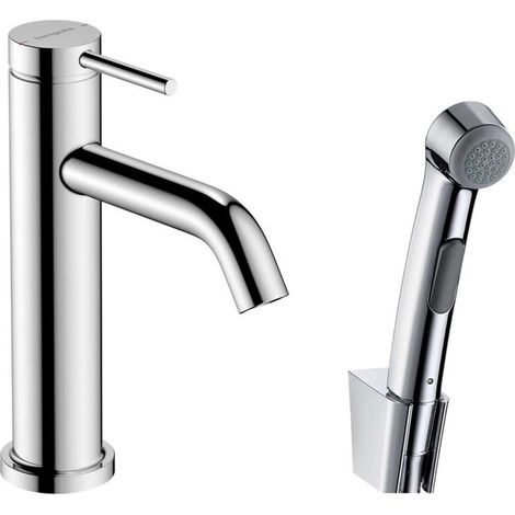 Hansgrohe Tecturis S - Mitigeur de lavabo avec vidage Push-Open et douchette de bidet, EcoSmart, chrome 73211000 (1/5)