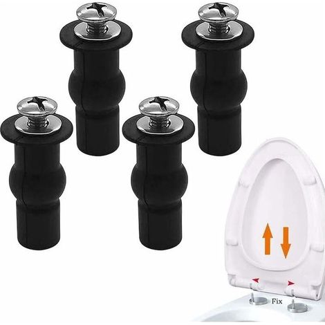 Fixations abattant WC universelles 4 pcs - vis inox et bouchons NBR expansibles, réglables (noir) (1/5)