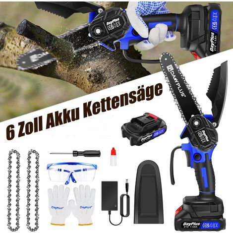 Tronçonneuse 6'' Tronçonneuse électrique Tronçonneuse d'arbre Batterie Chargeur Sans brosse