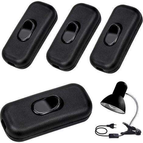 Wippschalter, 4 Stück, zweipoliger Inline-Kabelschalter, 6 A, 250 V, Wippschalter für Kleingeräte oder Lampen (Schwarz) (1/5)