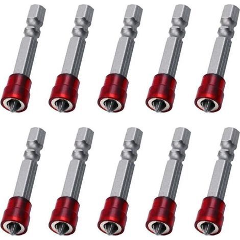 10 Pièces Embout de Tournevis Cruciforme PH2 Foret Magnétique de 50 mm Mèche Pour Cloison Sèche à Queue Hexagonale de 1/4 Pouce (1/4)