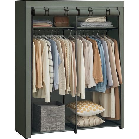 Songmics – Armoire penderie pliable avec housse en tissu – 2 tringles – 43 x 140 x 174 cm – Vert olive – RYG002C02 (1/5)