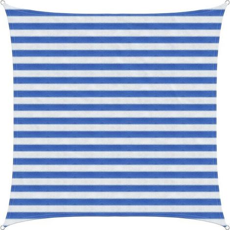 Voile d'ombrage bleue et blanche 2 x 2 mètres en PEHD (1/5)