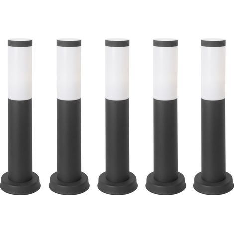 Forlight Koral (5uds) Baliza Exterior para Jardín Resistente al Agua IP55. Bolardo de Acero Inoxidable Gris Urbano 23W