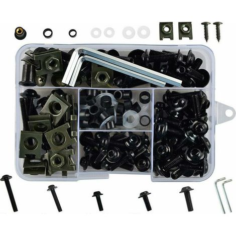 177 Pièces/Ensemble Kit Boulons Et écrous De Carénage De Moto CNC en Aluminium Pare-Brise Carénage Clips De Fixation Vis De Carrosserie Universelles, (1/5)