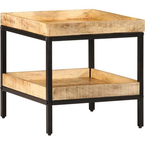 Beistelltisch mit Regal Braun 45 x 45 x 45 cm Massivholz Mango
