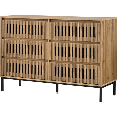 Moderne Anrichte mit 6 Schubladen aus MDF und Spanplatte 120 x 40 x 81 cm Natur (1/5)