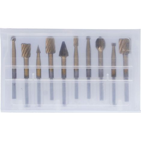 Rotary cutter for engraving and carving on wood and plastic – 10 pieces in titanium high-speed steel, 3.17 mm shank, 40 mm length (1/5)