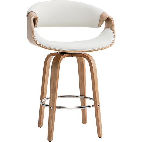 Sgabello da bar design bianco e legno chiaro 65 cm ARAMIS (1/4)