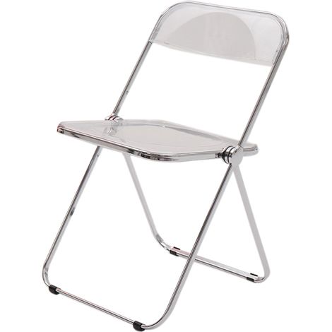 Chaise pliante acrylique transparente, pieds argentés électroplaqués, tabouret de maquillage et photographie pour magasin de vêtements (1/5)